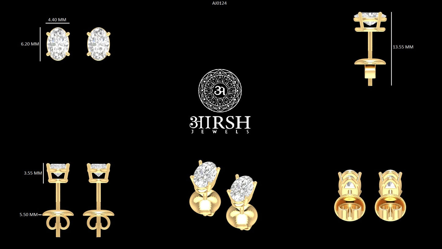 Oval Lab Grown Diamond Stud Earring