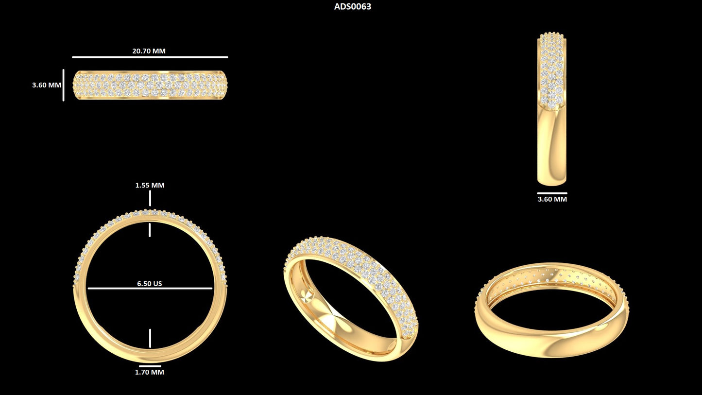 Round Diamond Pave Set Wedding Band