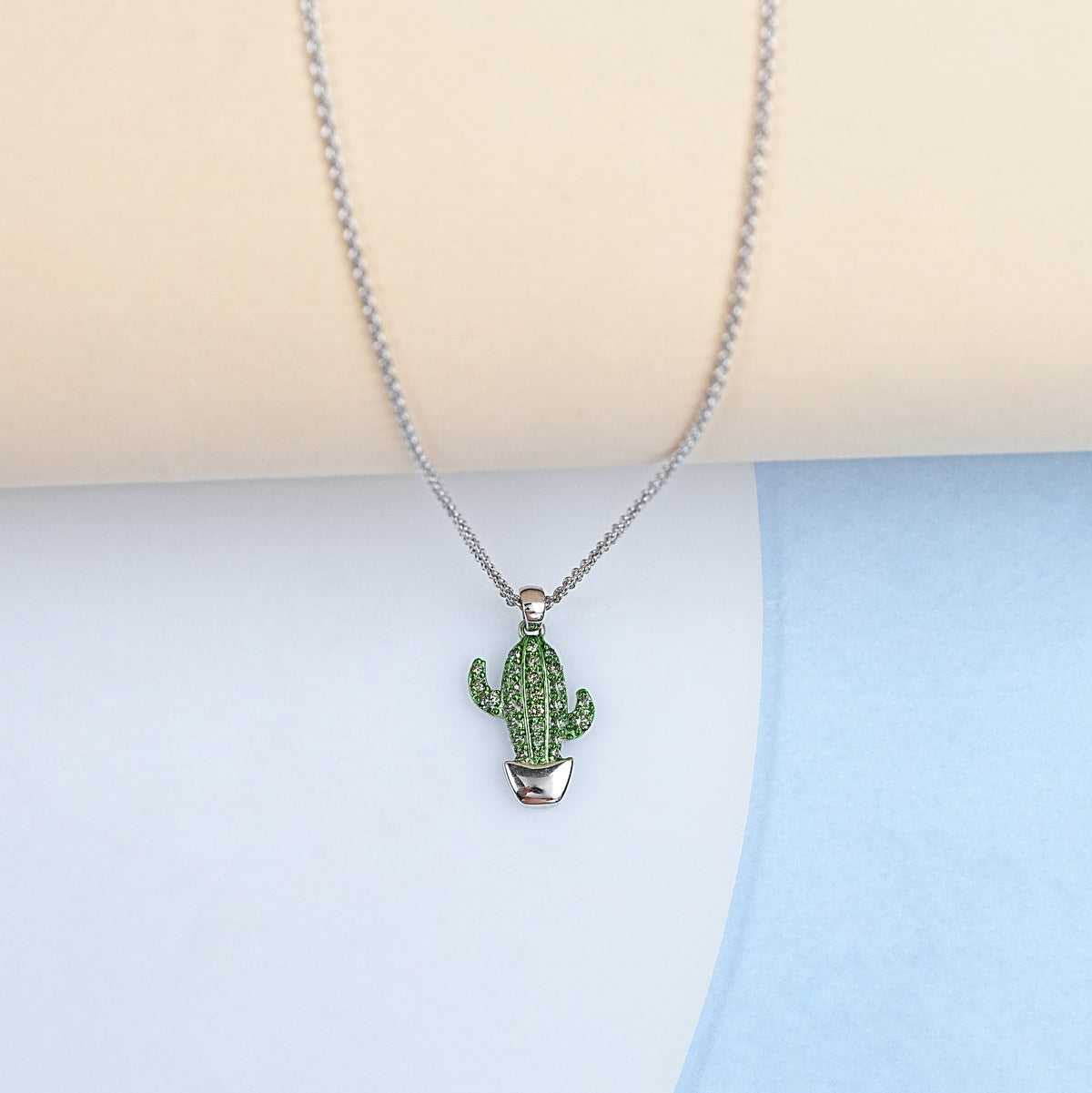 Lab Colored Diamond Cactus Pendant