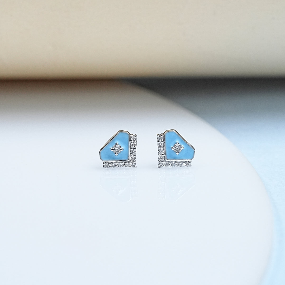 Diamond Shape Enamel Stud Earrings