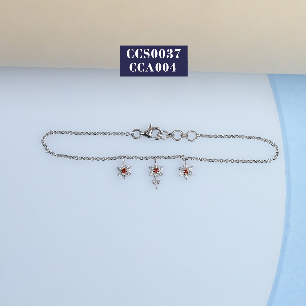 Lab Grown Diamond Flower Charm Anklet