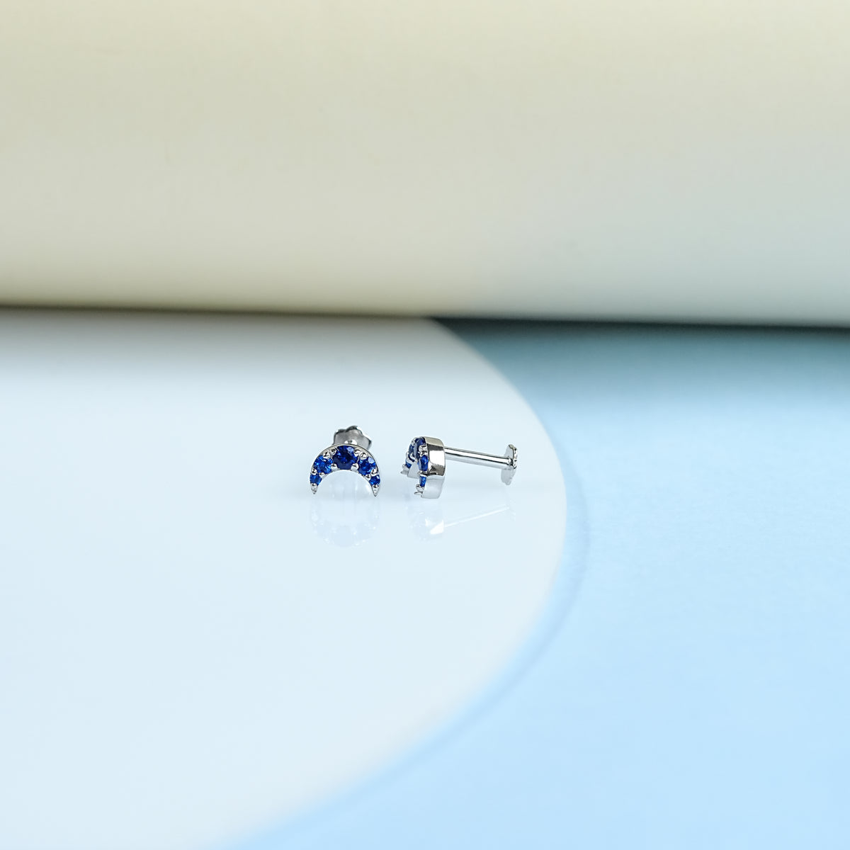 Sapphire Crescent Moon Earrings