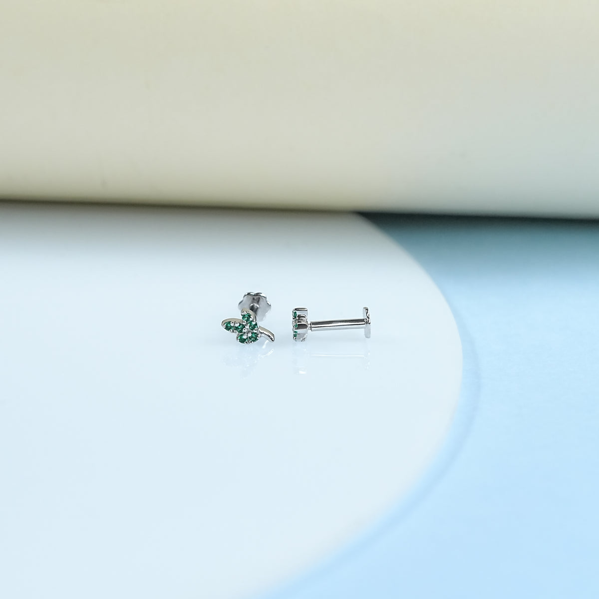 Green Trio Leaf Gemstone Earring