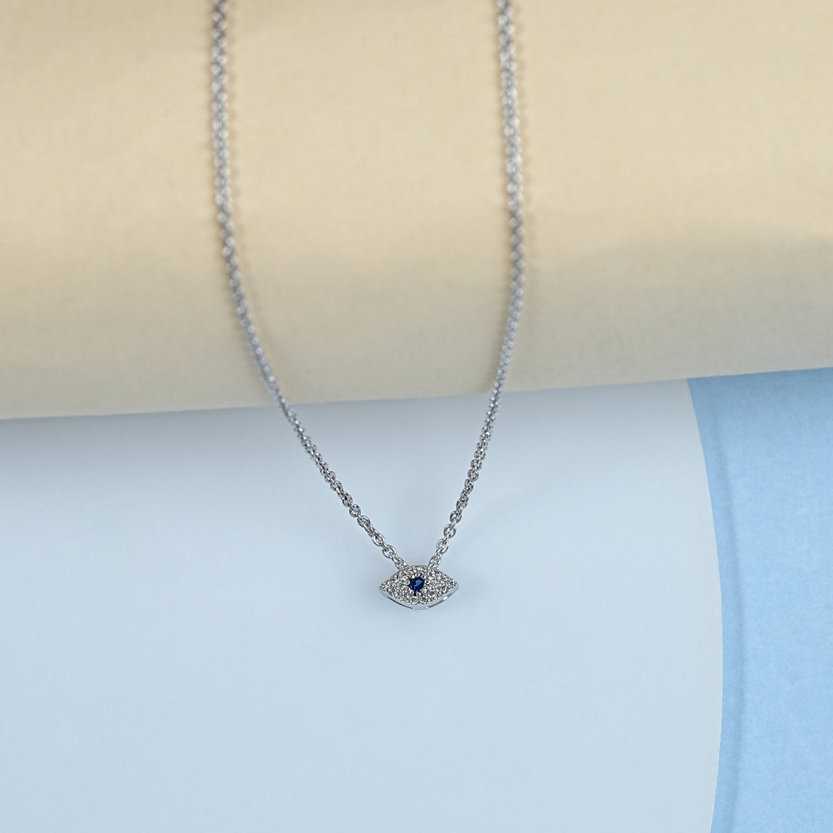 Diamond And Sapphire Evil Eye Pendant