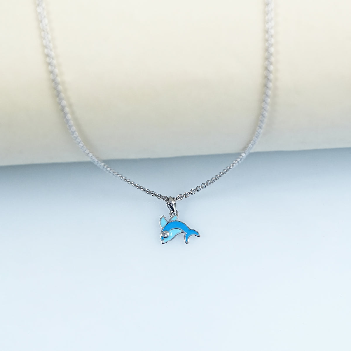 Round Cut Lab Grown Diamond Dolphin Pendant