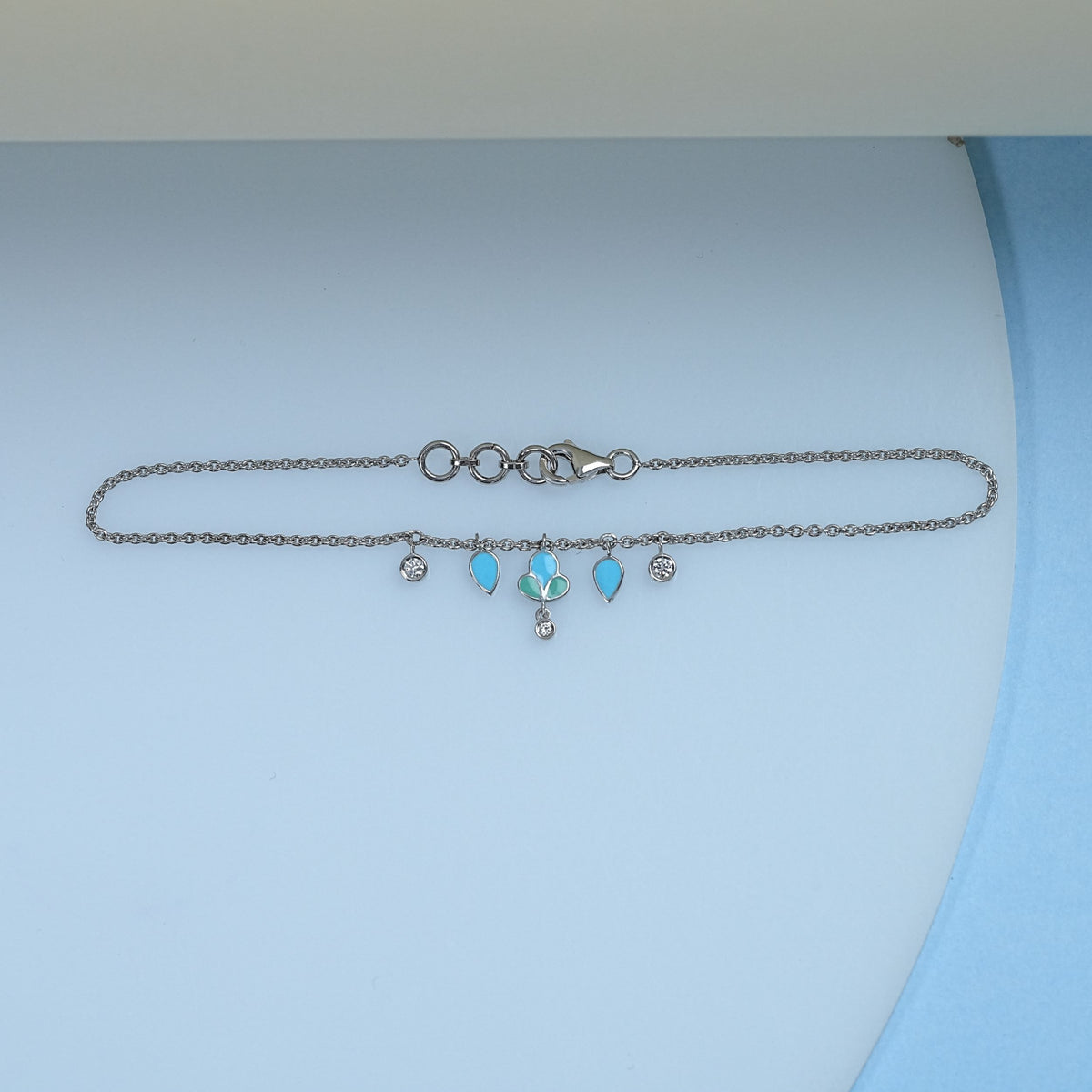 Round Cut Bezel Set Enamel Anklet For Kids