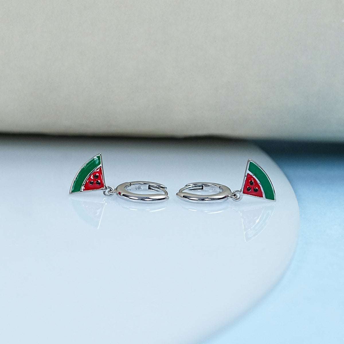 Watermelon Charm Huggie Hoop Earrings