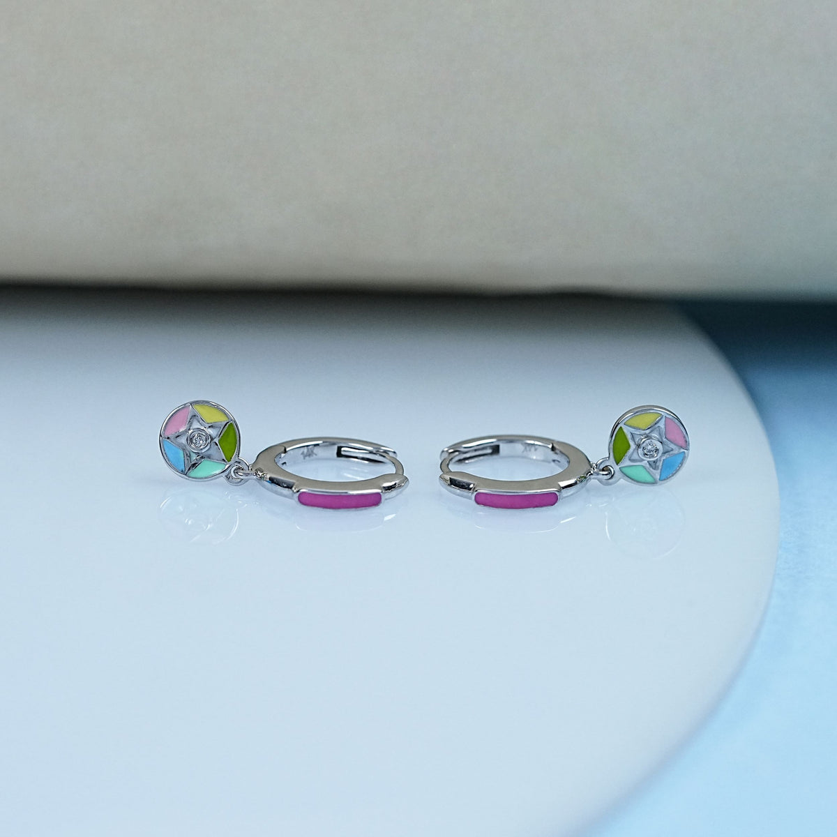 Enamel Star Shape Baby Hoop Earrings