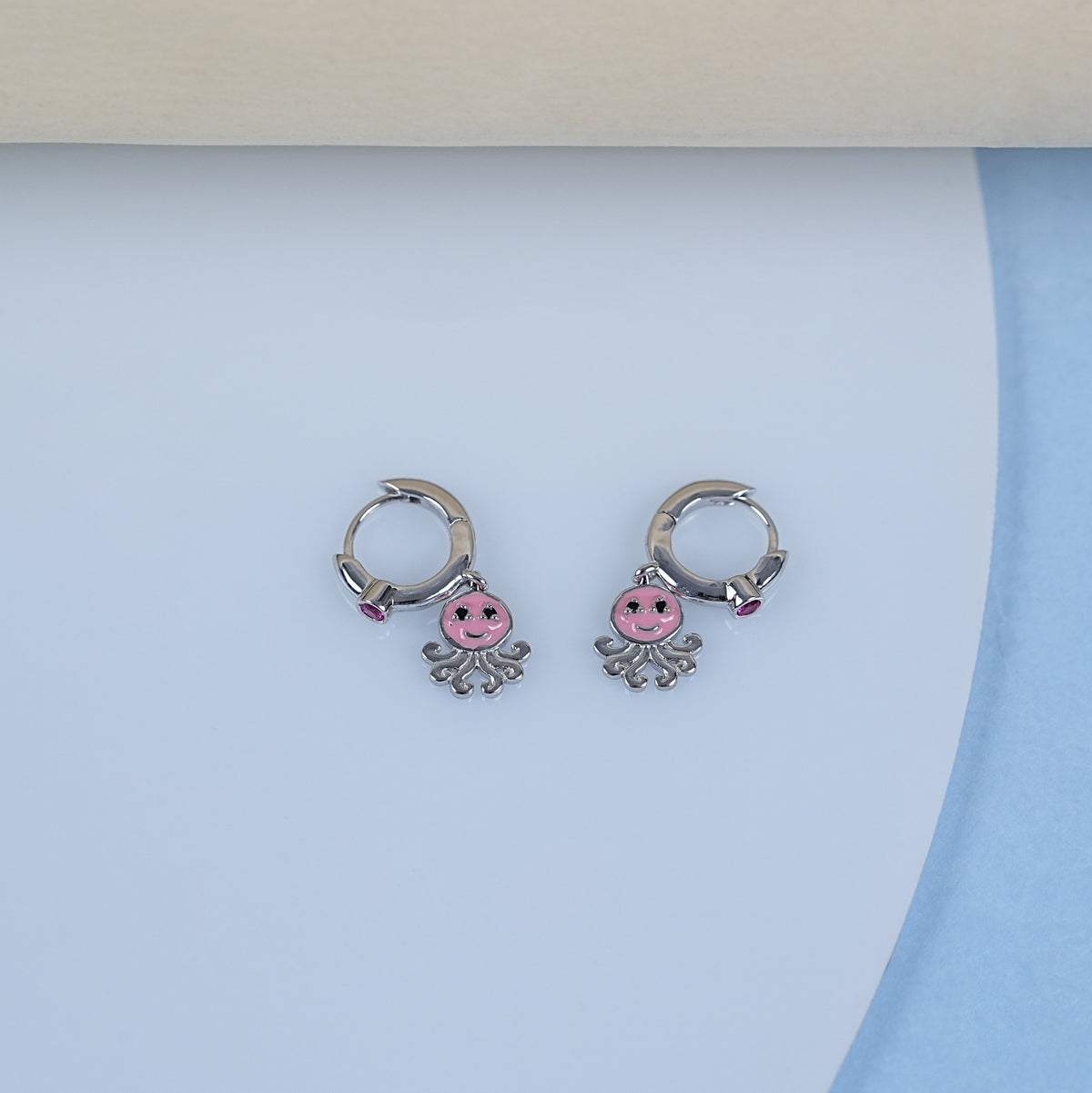 Round Cut Diamond Octopus Shape Hoop Earrings