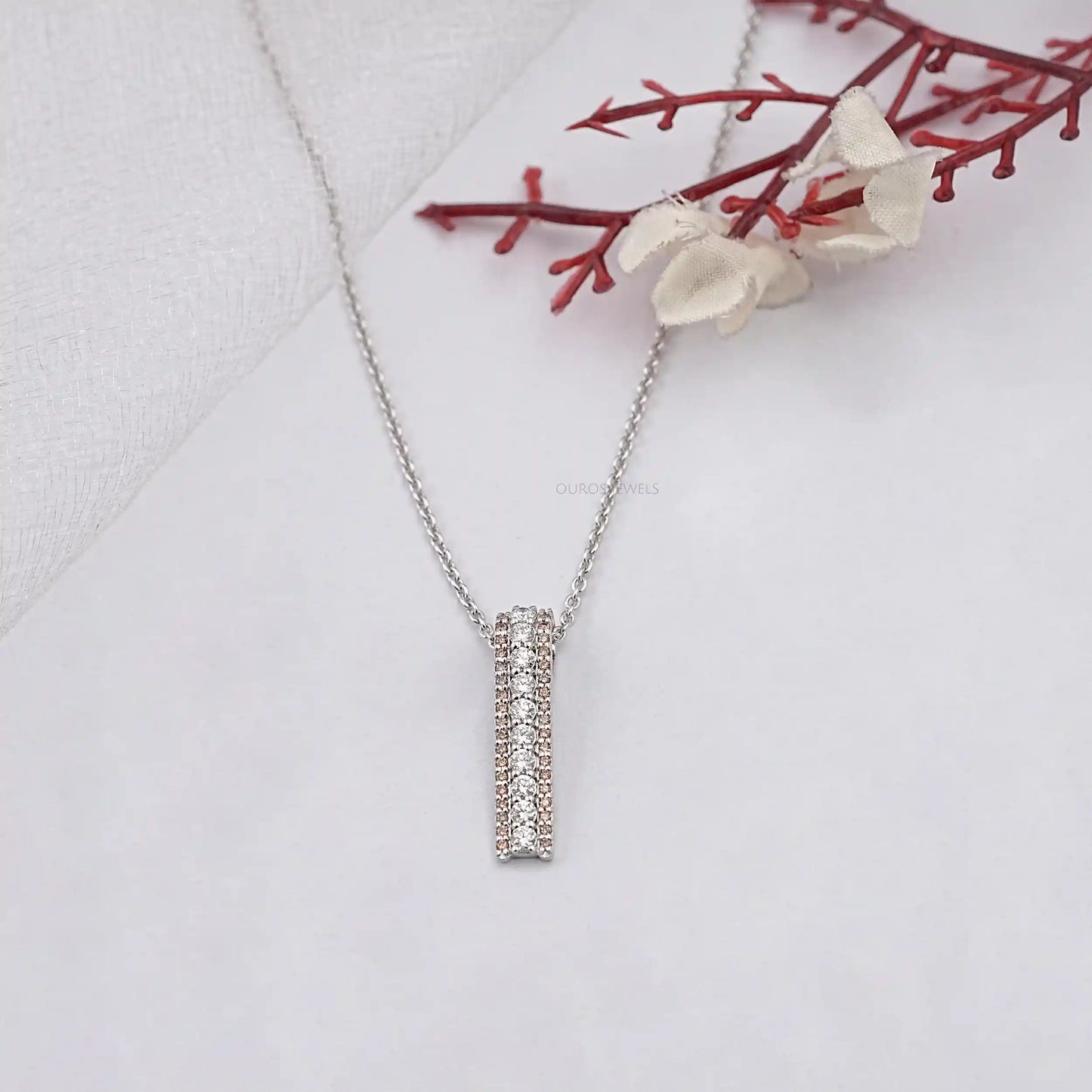 Line Bar Chocolate Round Cut Pendant