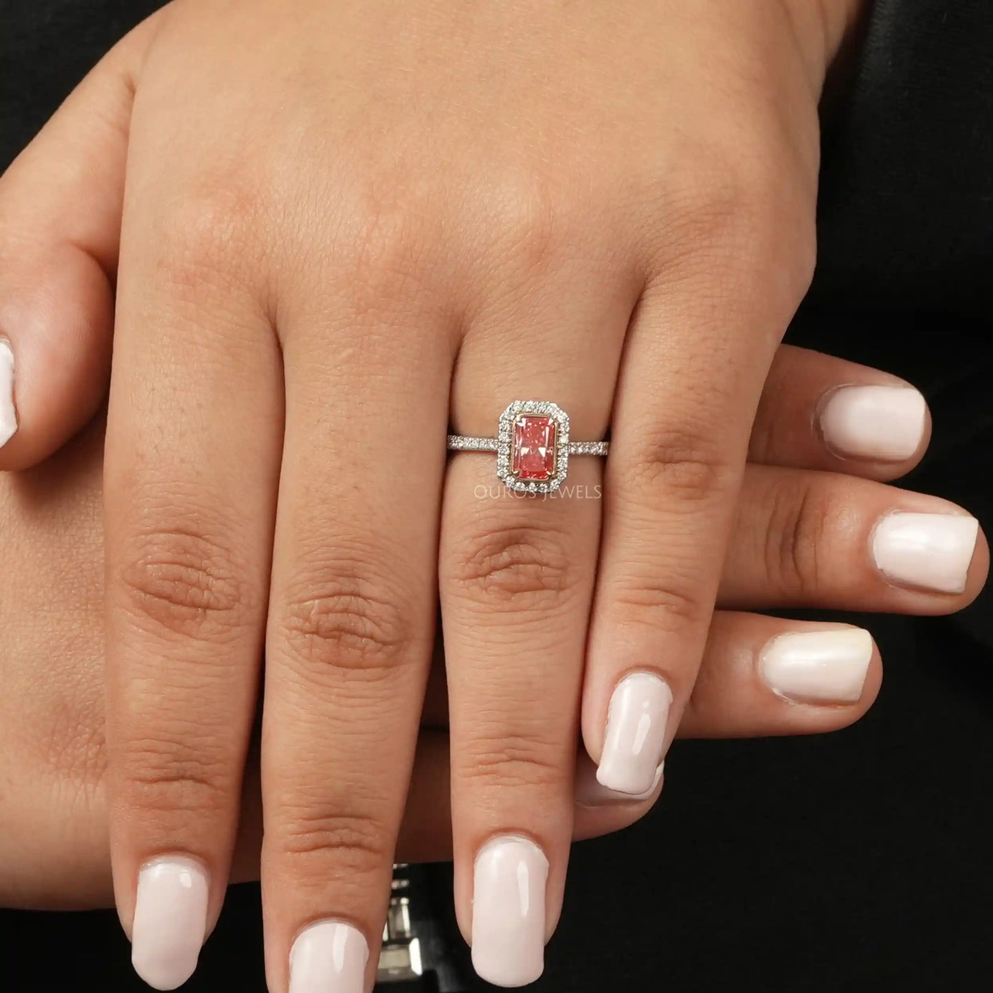 Pink Radiant Cut Lab Diamond Ring