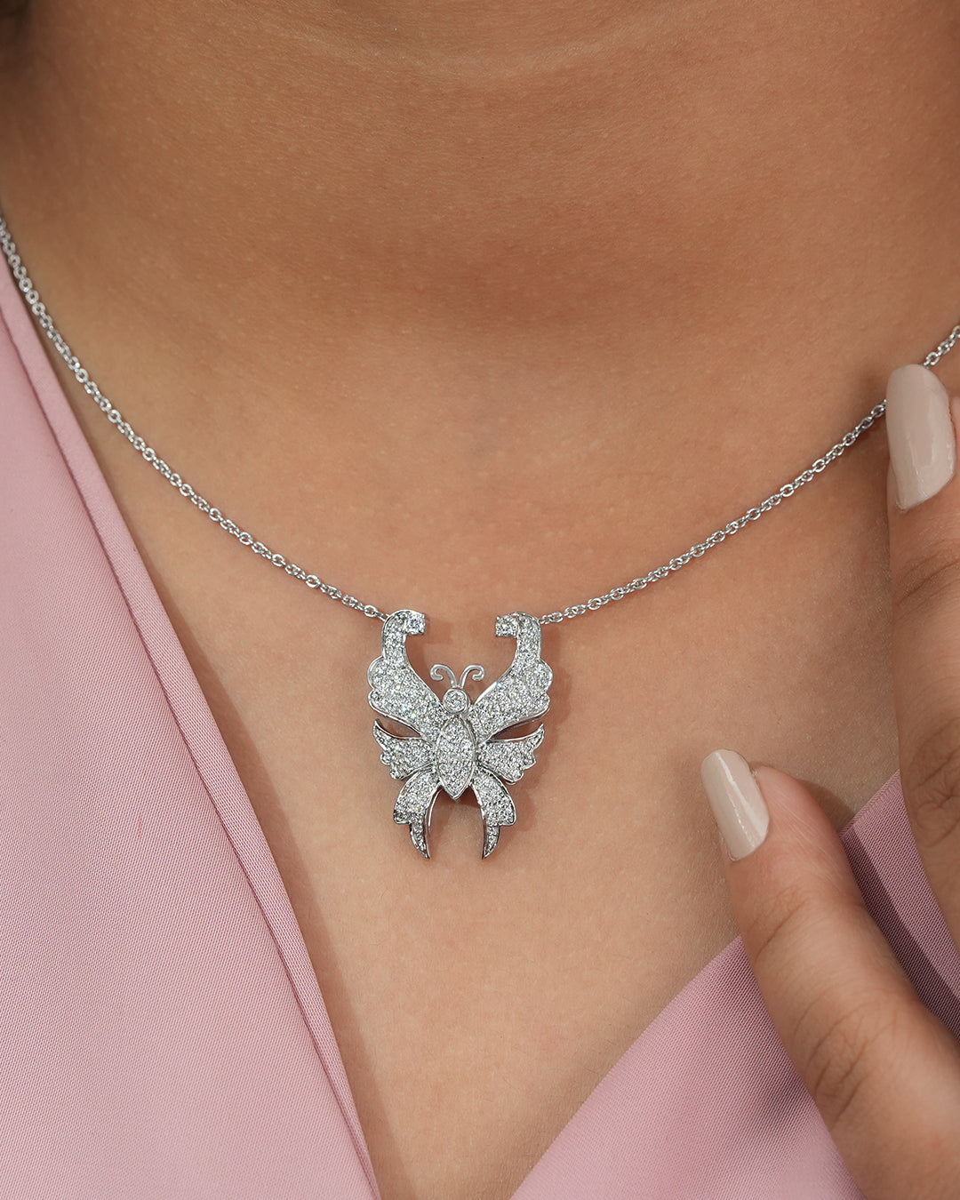 Round Diamond Butterfly Pendant