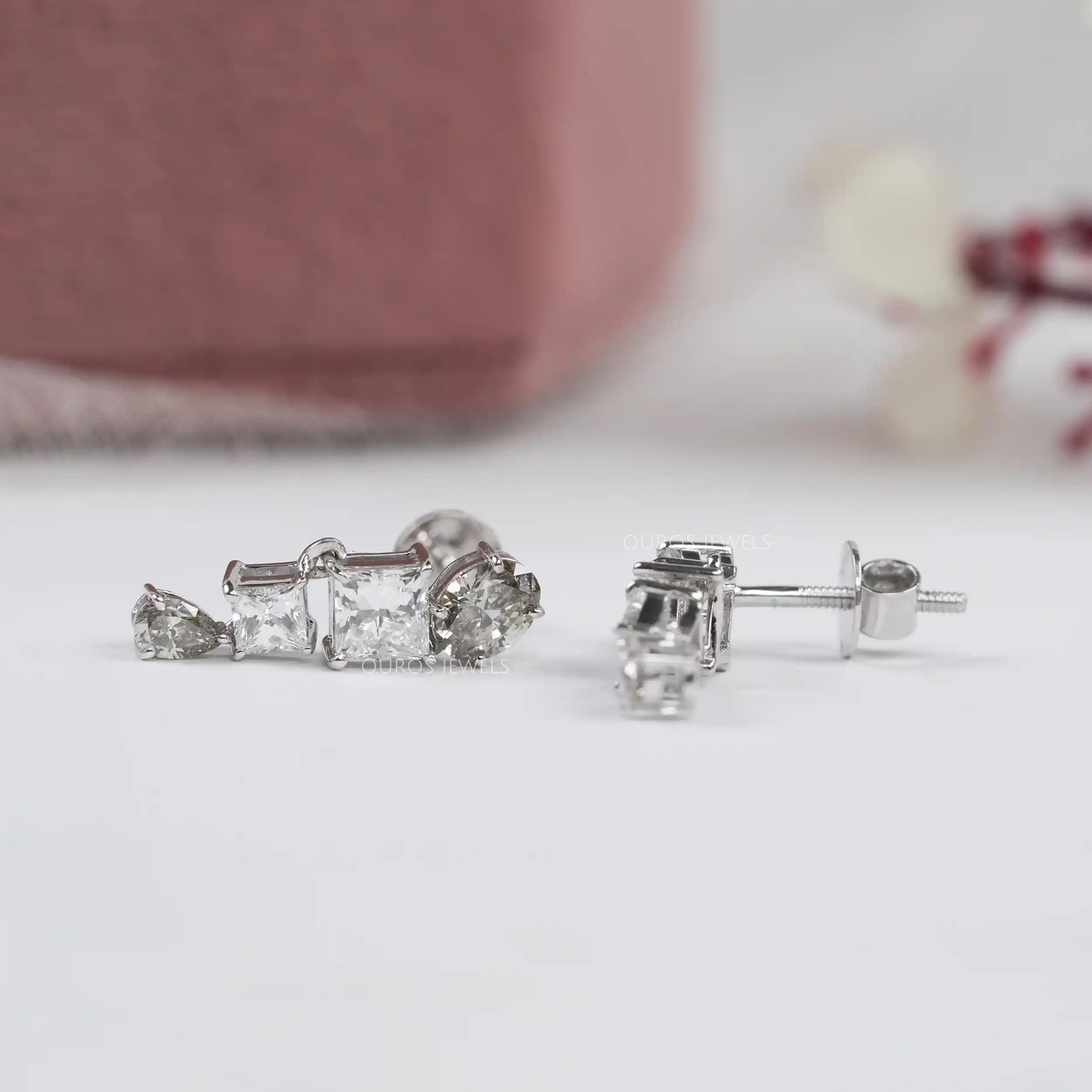 Pear & Oval Cut Fancy Olive Colored Diamond Earrings