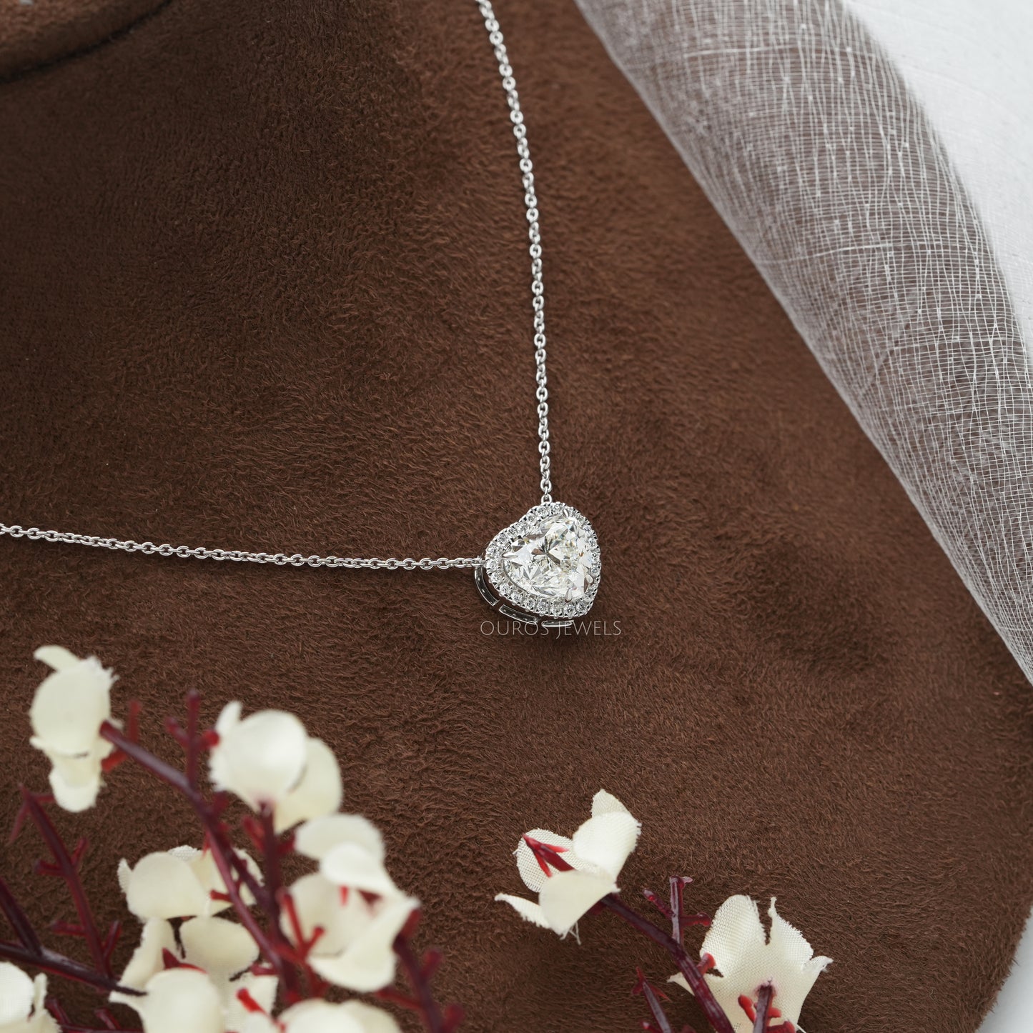 Heart Cut Halo Lab Diamond Pendant