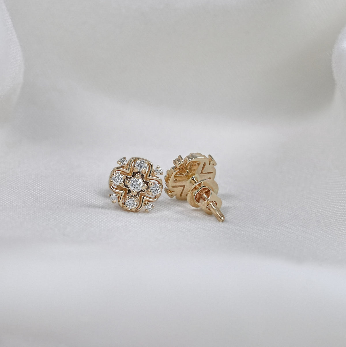 Round Lab Diamond Cluster Stud Earrings