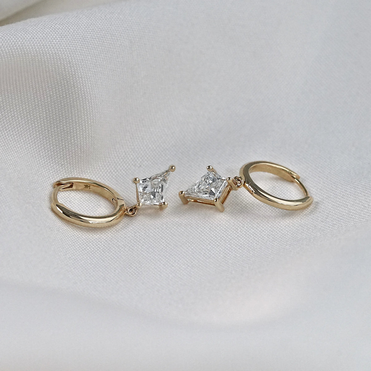 Kite Cut Lab Diamond Hoop Earrings