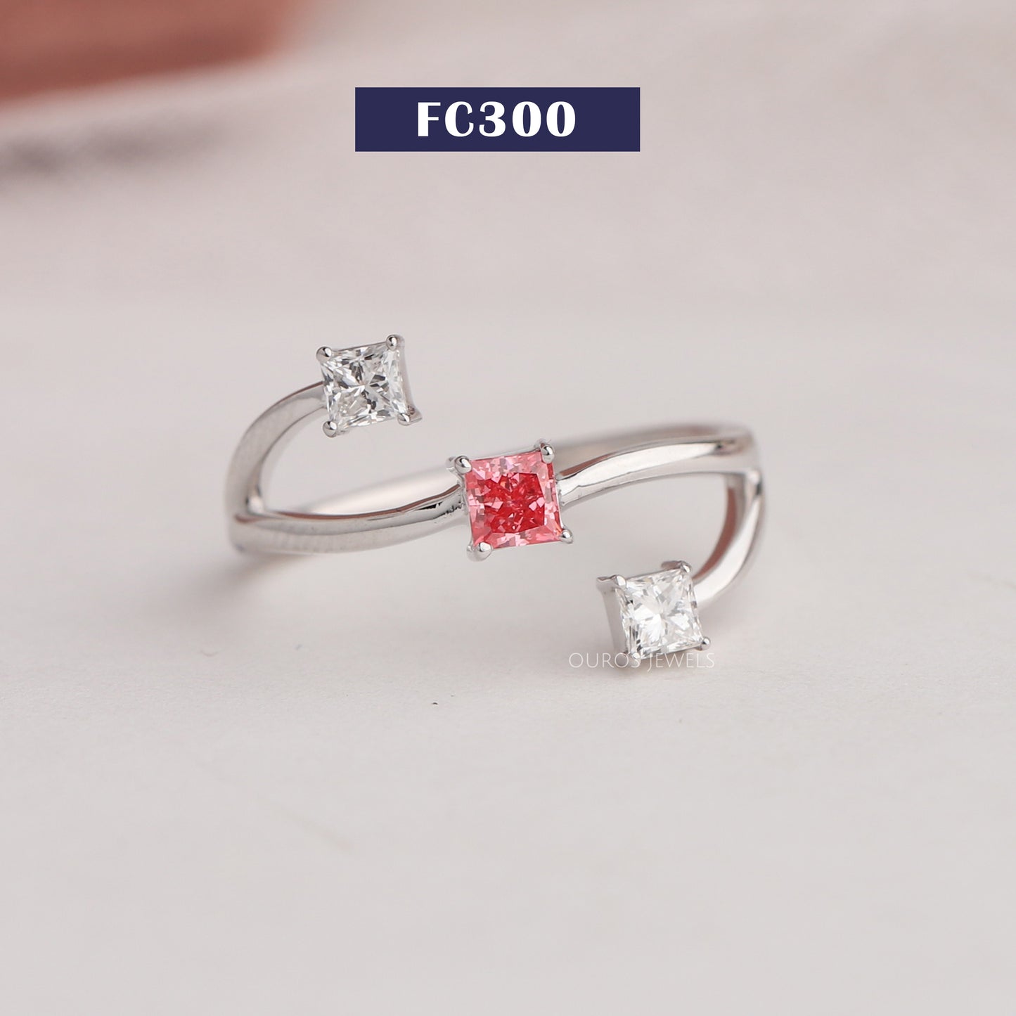 Princess Cut Lab Diamond Bypass Ring