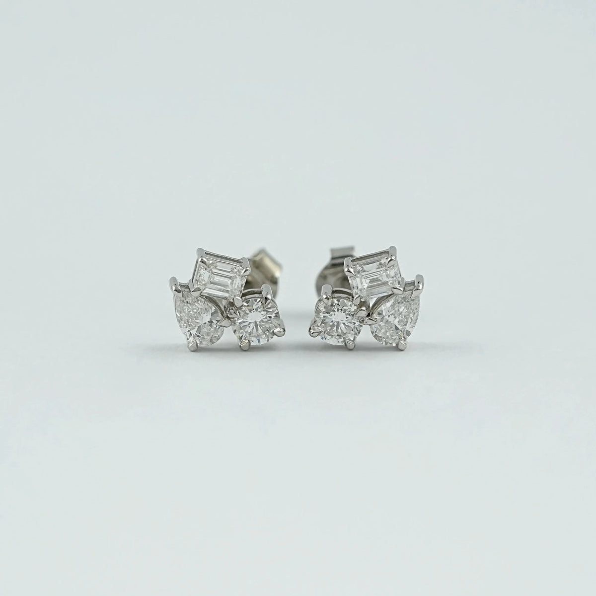 Multi Lab Diamnd Trilogy Stud Earrings