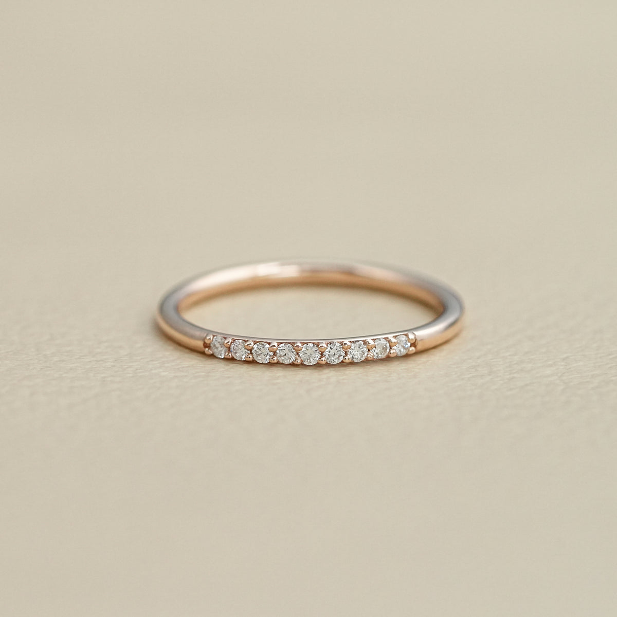 Round Diamond Dainty Wedding Band