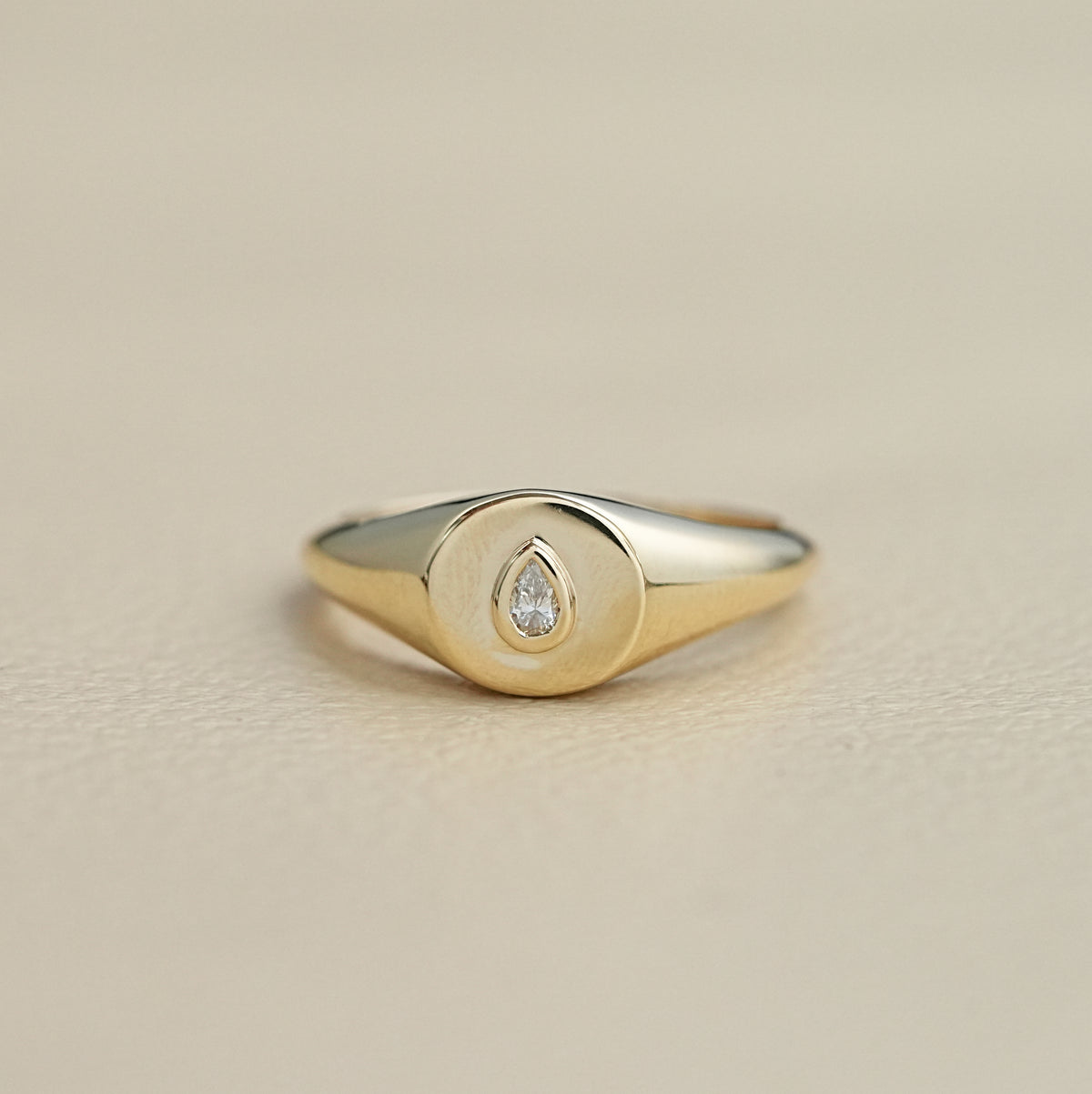 Yellow Pear Cut Bezel Set Ring