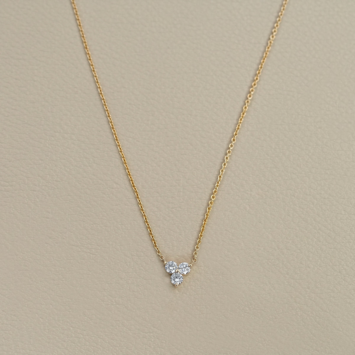 Three Stone Round Cut Necklace