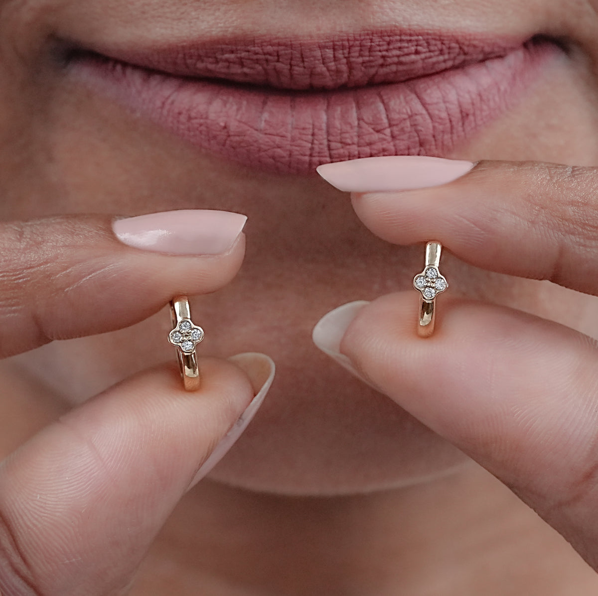 Round Diamond Hoop Earring