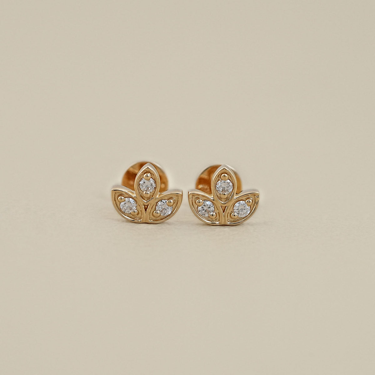 Prong Set Round Diamond Minimalist Stud Earrings