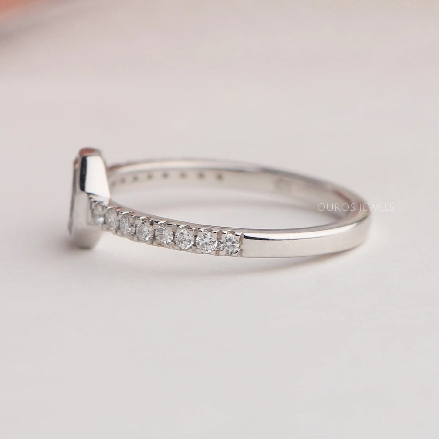Octagon Cut Lab Solitaire Accent Ring