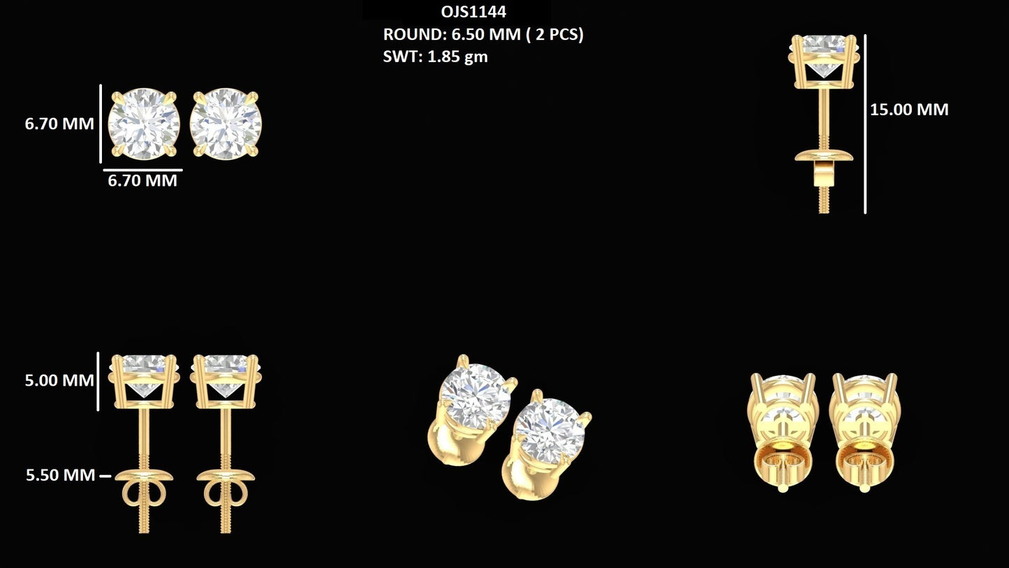 Lab Grown Round Diamond Stud Earrings