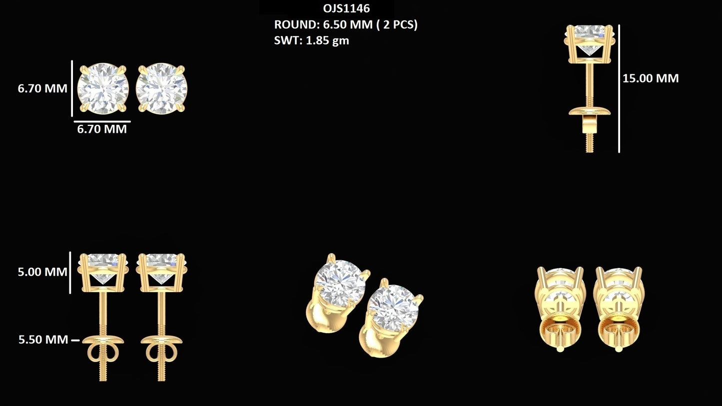 Round Cut Lab Diamond Solitaire Stud