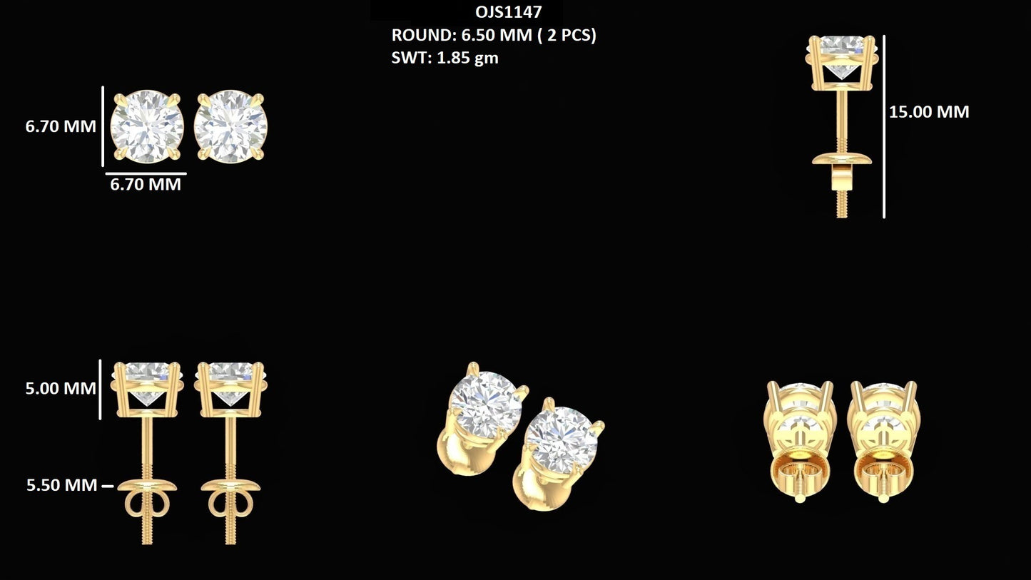 Lab Diamond Round Cut Solitaire Stud