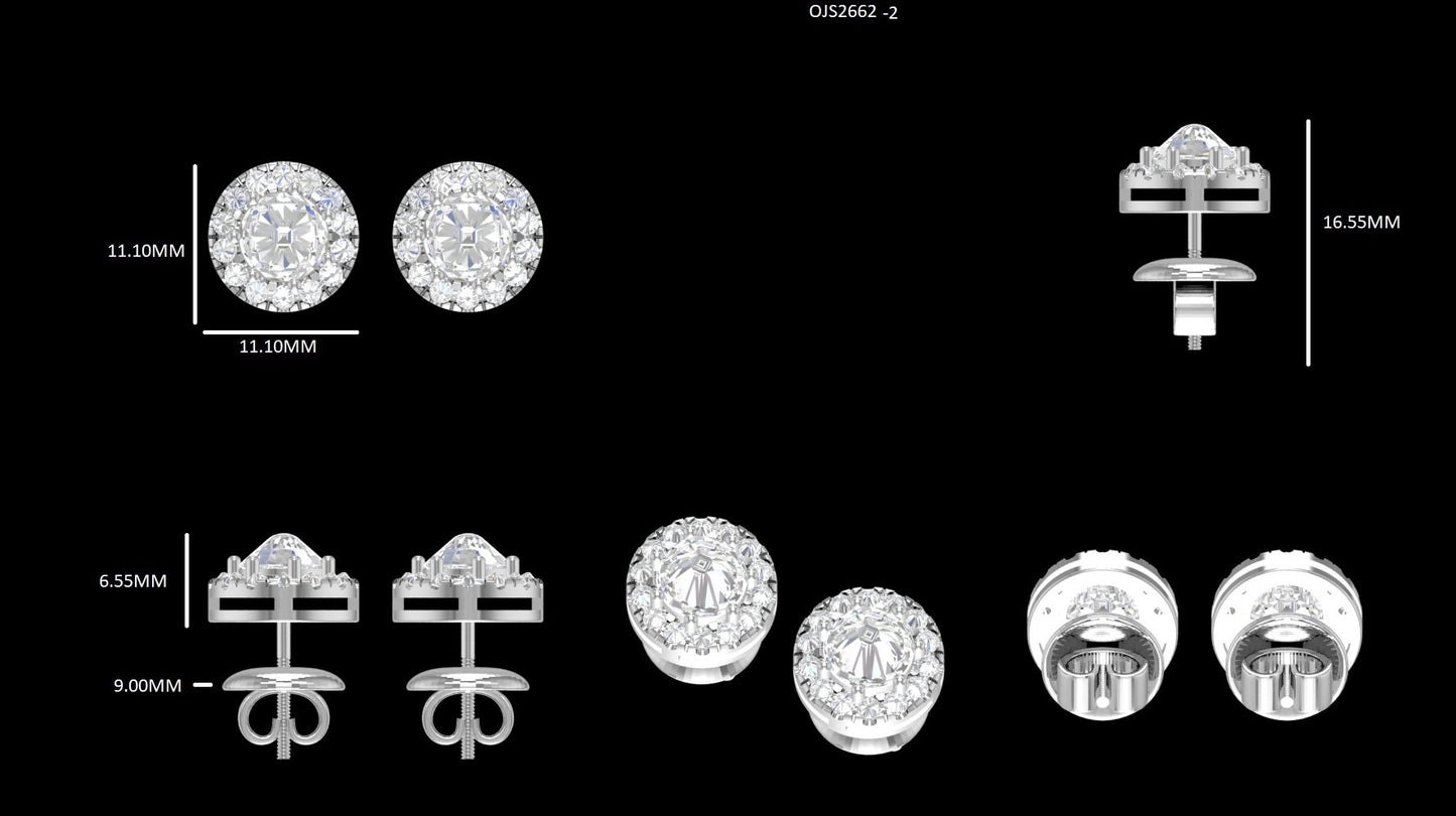 Rose Cut Round Diamond Halo Stud