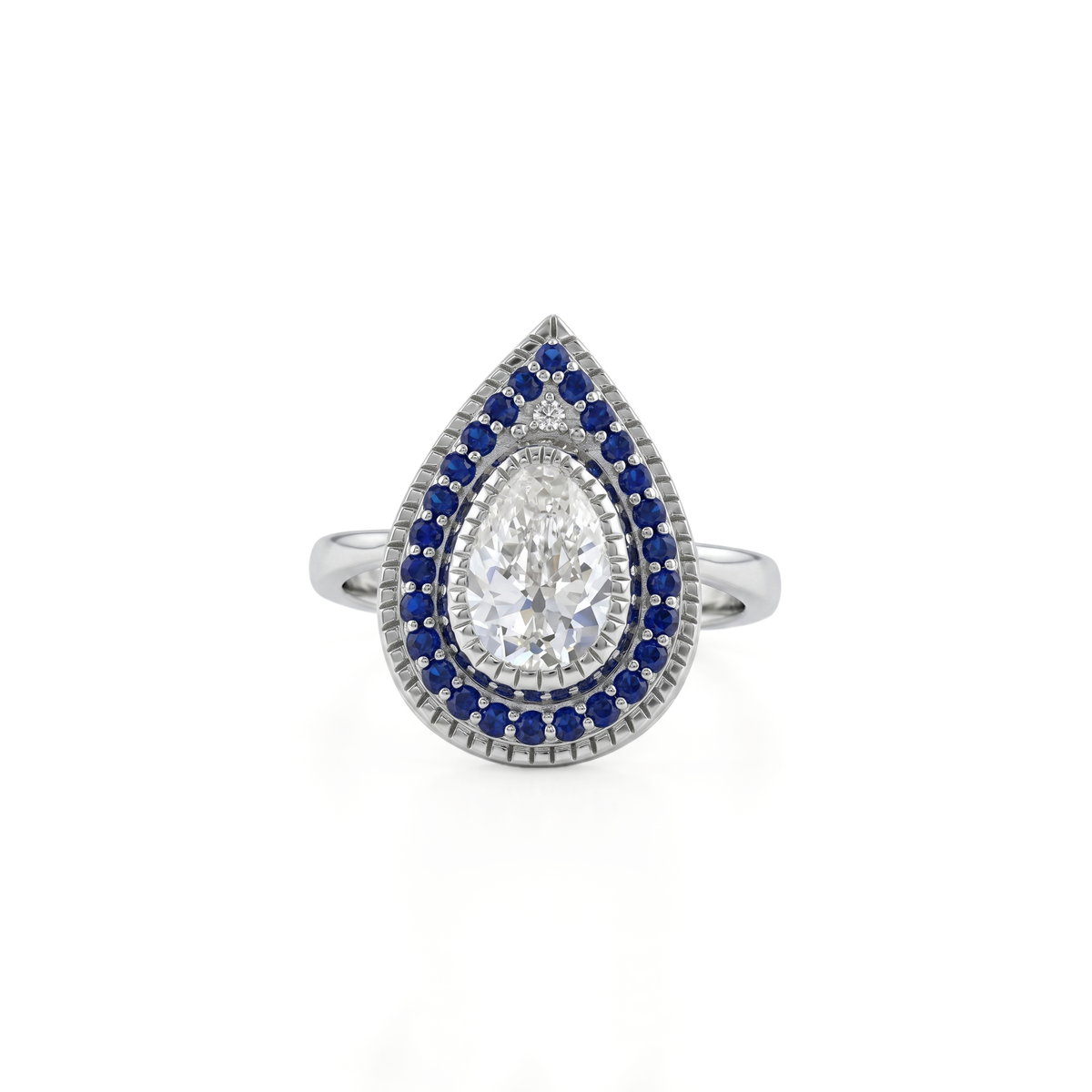 Old Mine Pear Halo Engagement Ring