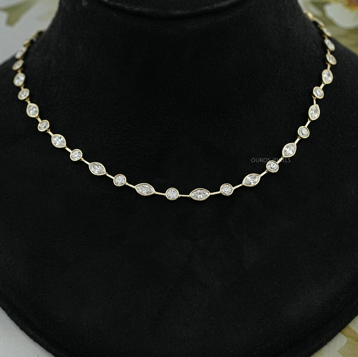 Old Mine Marquise And OEC Tennis Necklace