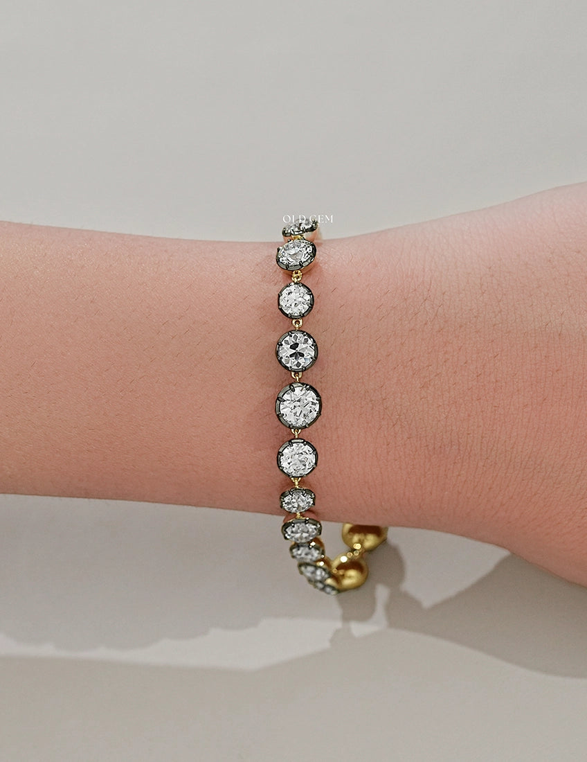 Old European Round Cut Black Coating Bracelet
