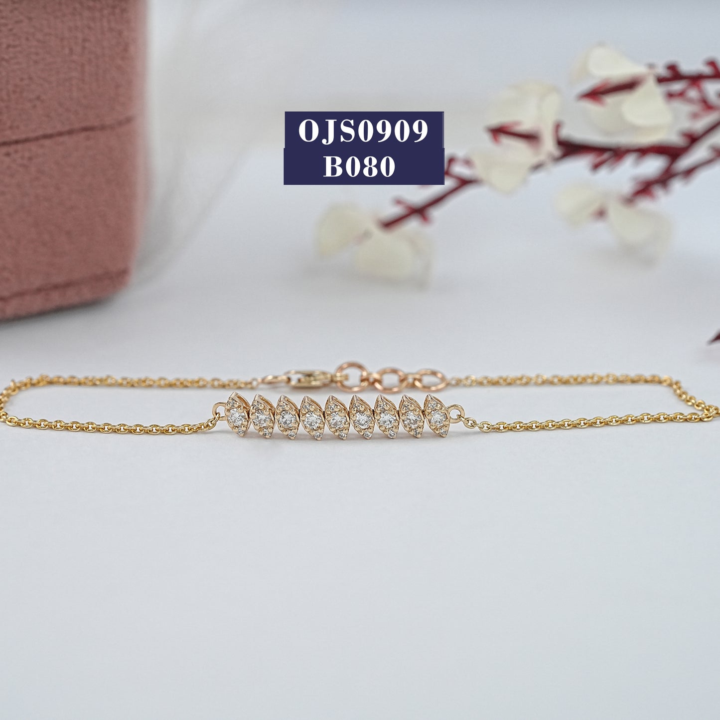 Yellow Gold Round Diamond Chain Bracelet