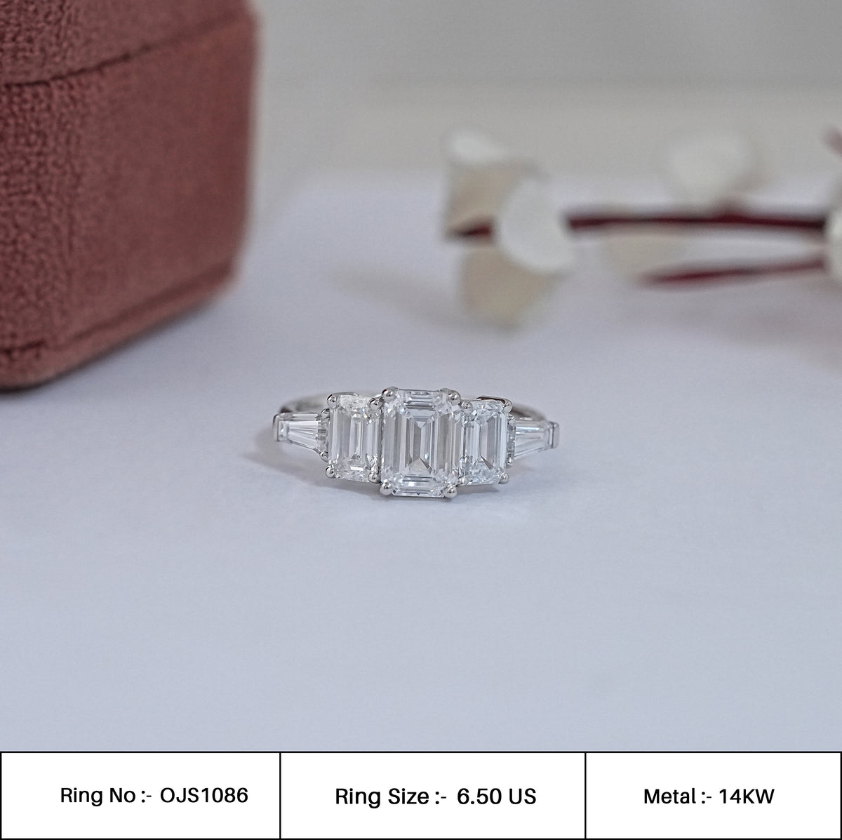 Lab Diamond Emerald Cut Five Stone Ring