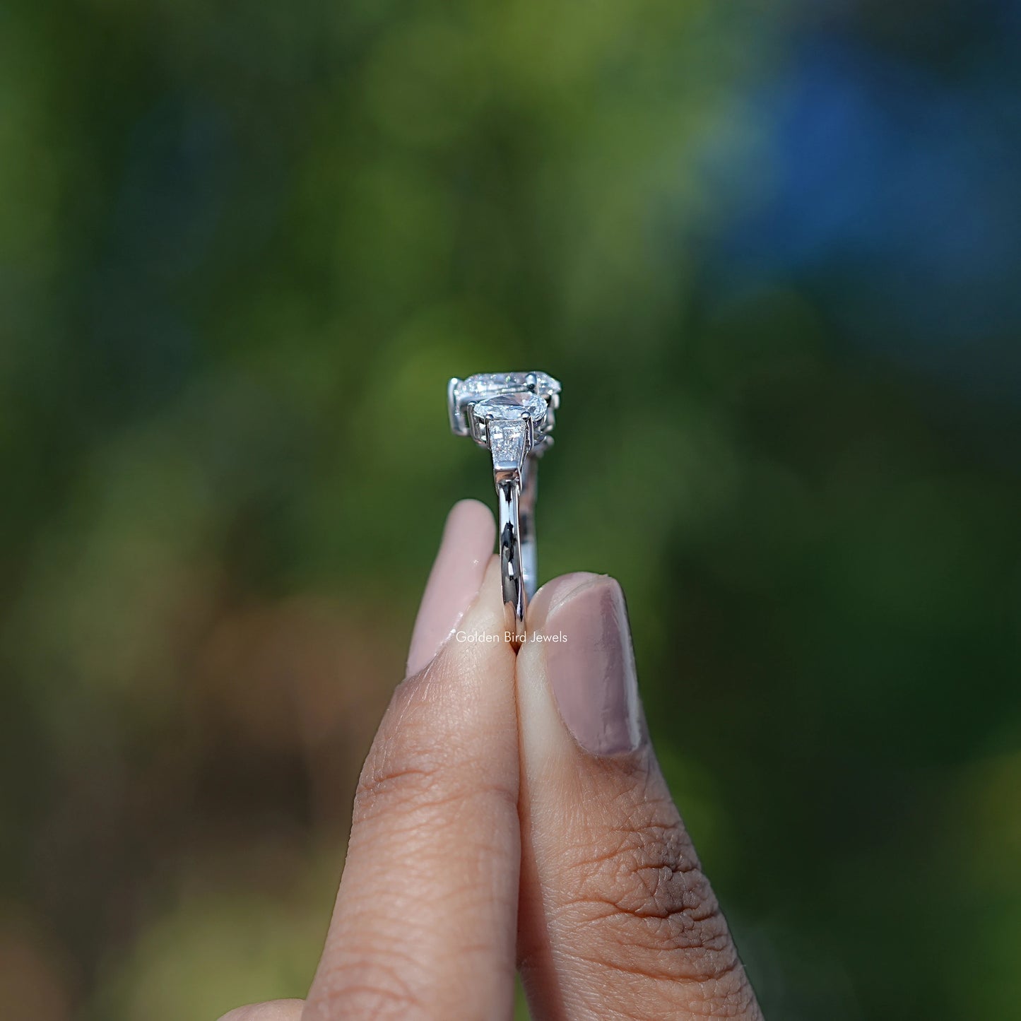 Lab Grown Pear Cut Diamond Five Stone Ring