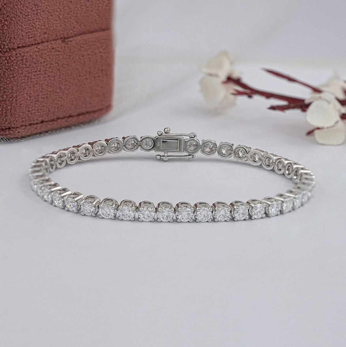 3.30 MM Round Cut Diamond White Gold Bracelet