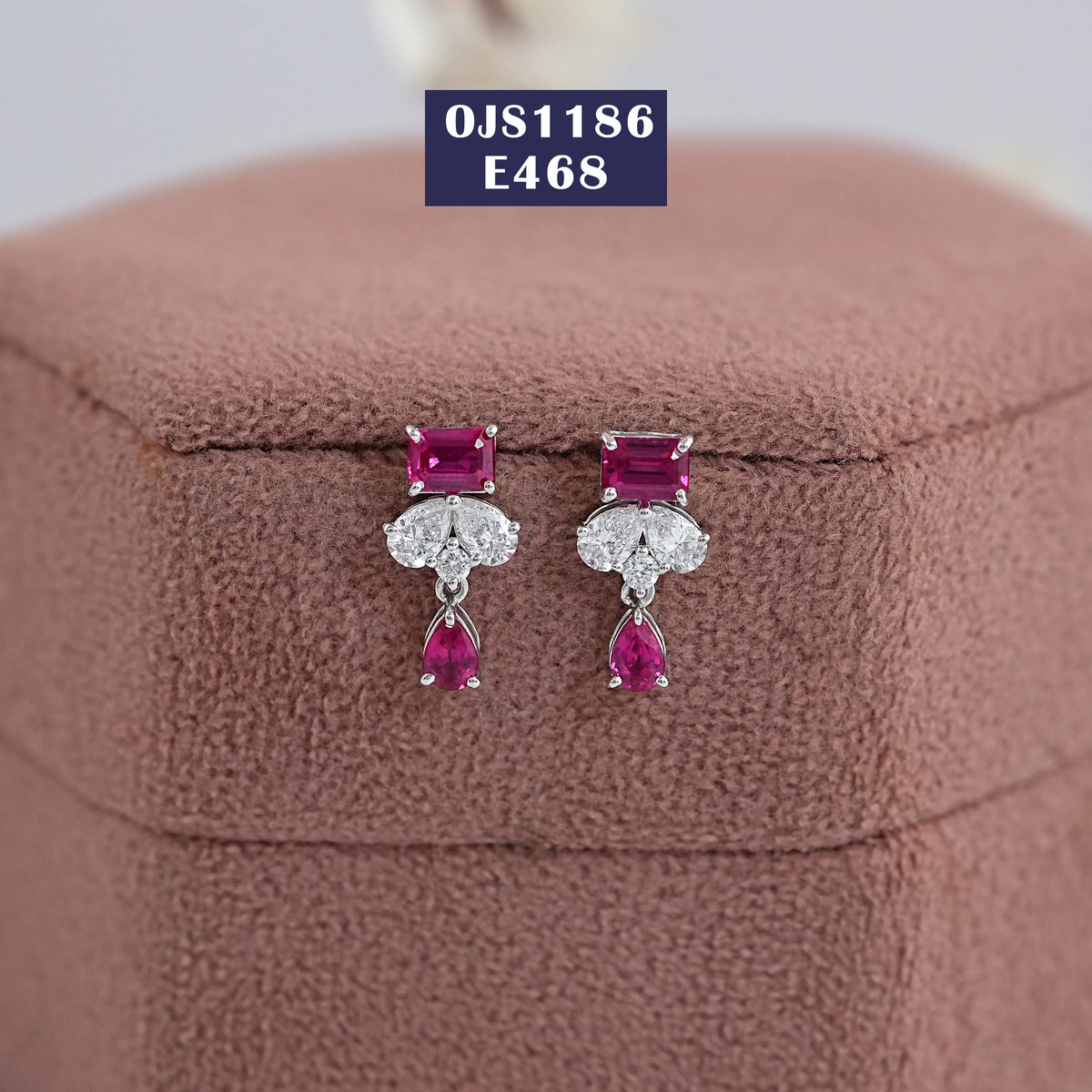 Red Emerald Gemstone Drop Earrings