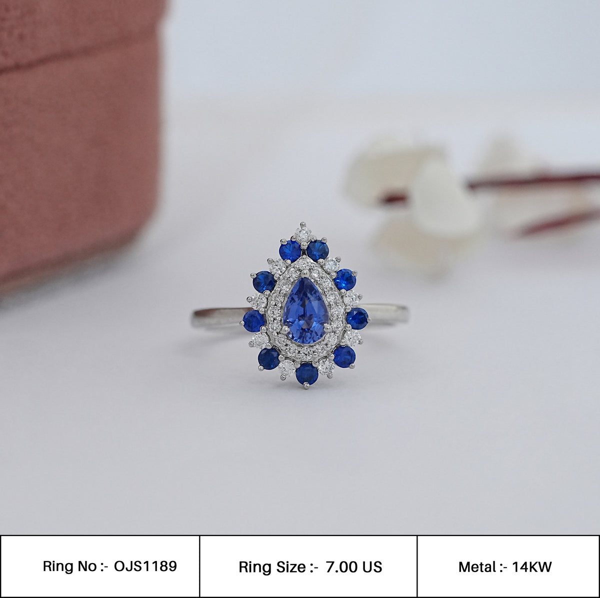 Sapphire Pear And Round Gemstone Halo Ring