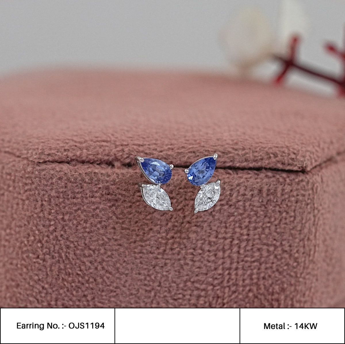 Pear Sapphire Gemstone Two Stone Earrings