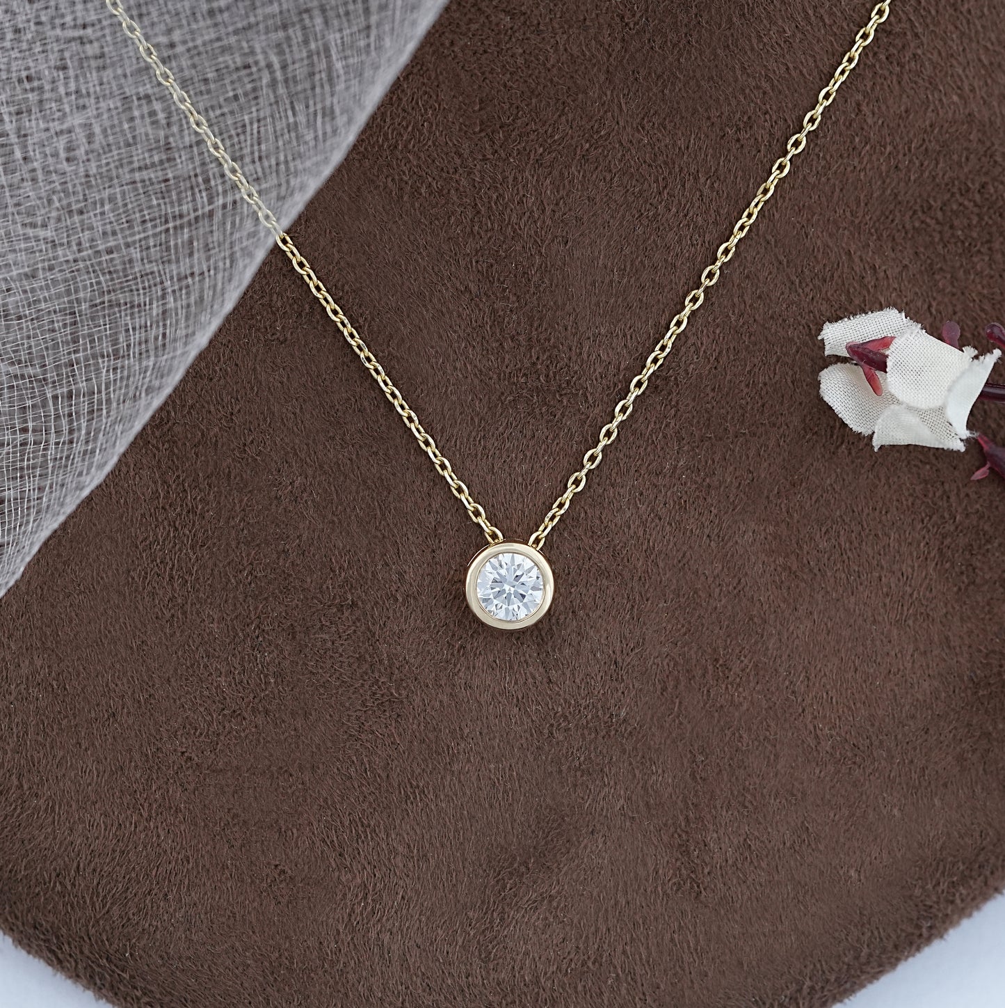 Round Cut Bezel Set Pendant
