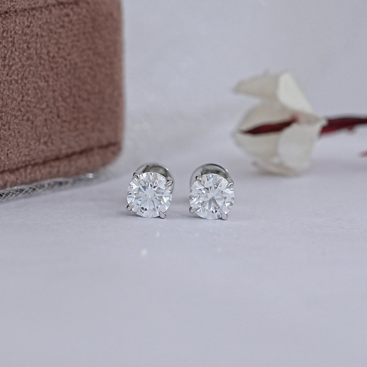 5.80 MM Round Diamond White Gold Stud