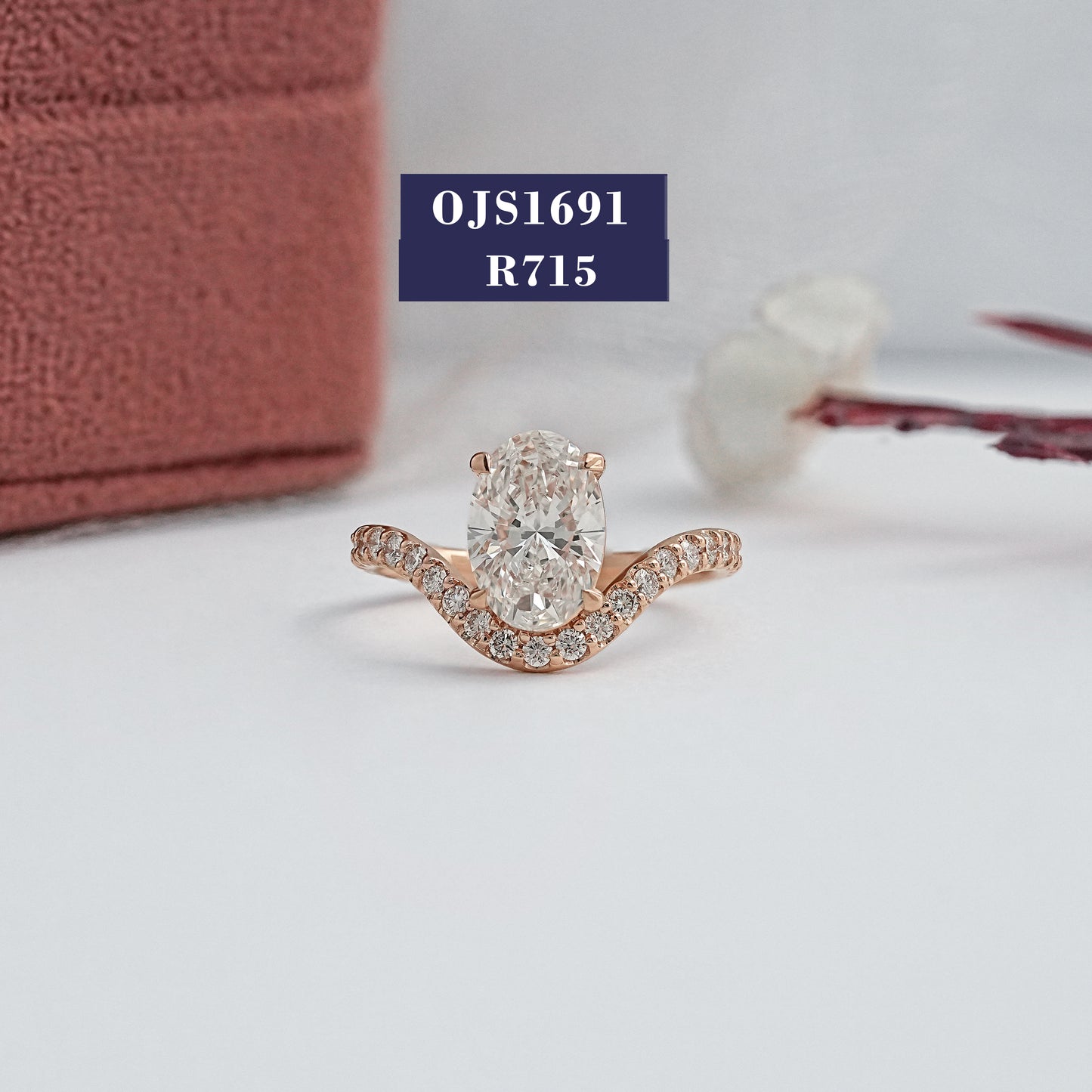 Oval Cut Lab Diamond Curved Ring