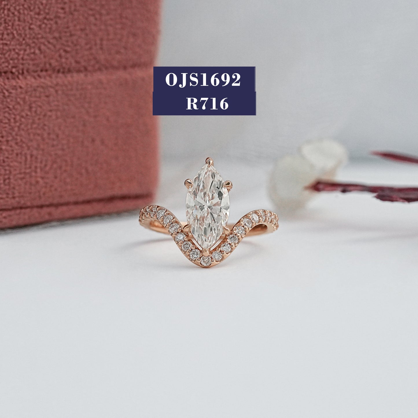 Marquise Cut Diamond Curved Accent Ring