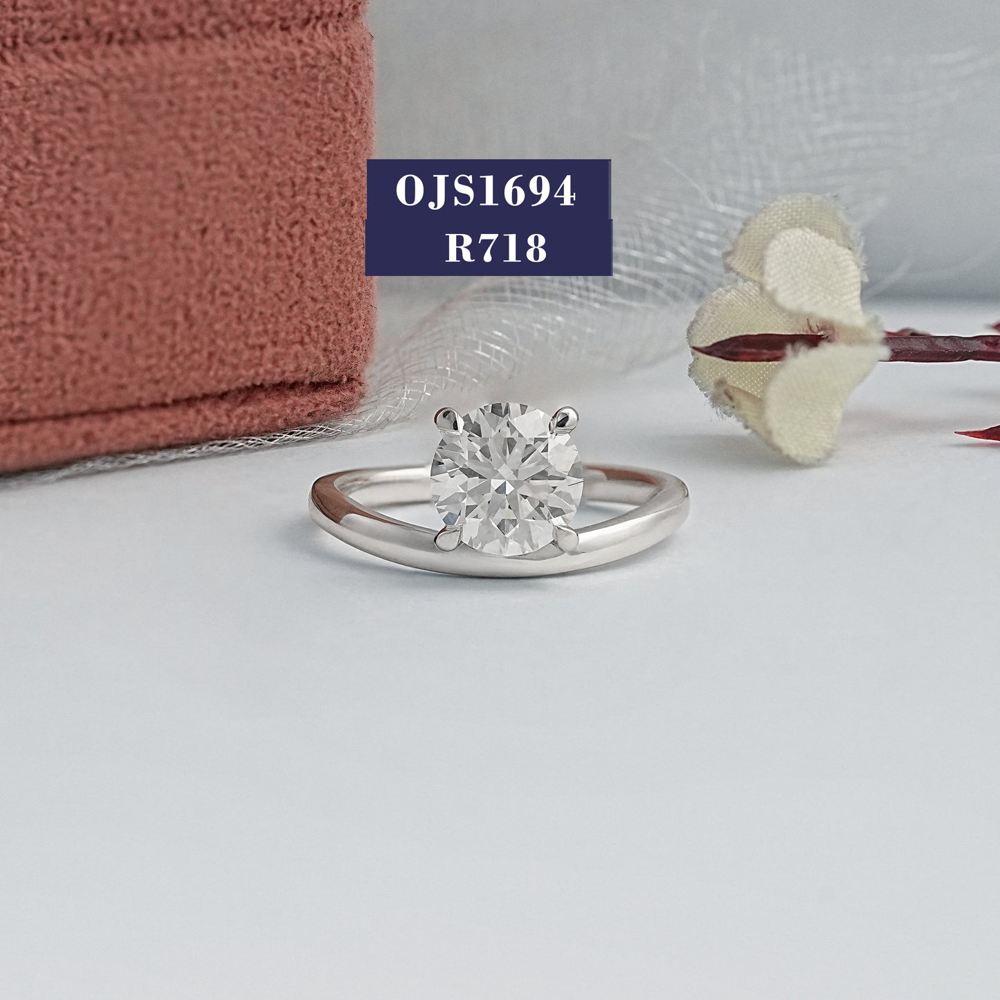 Round Diamond Solitaire Curved Ring