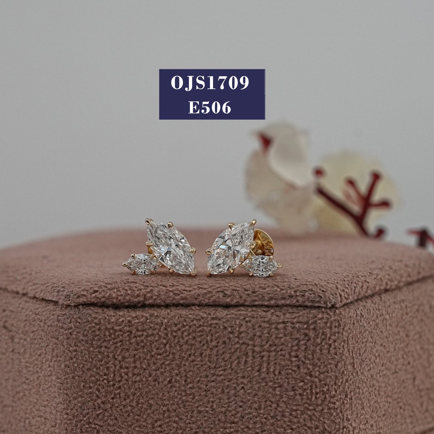 Marquise Cut Diamond Two Stone Earrings