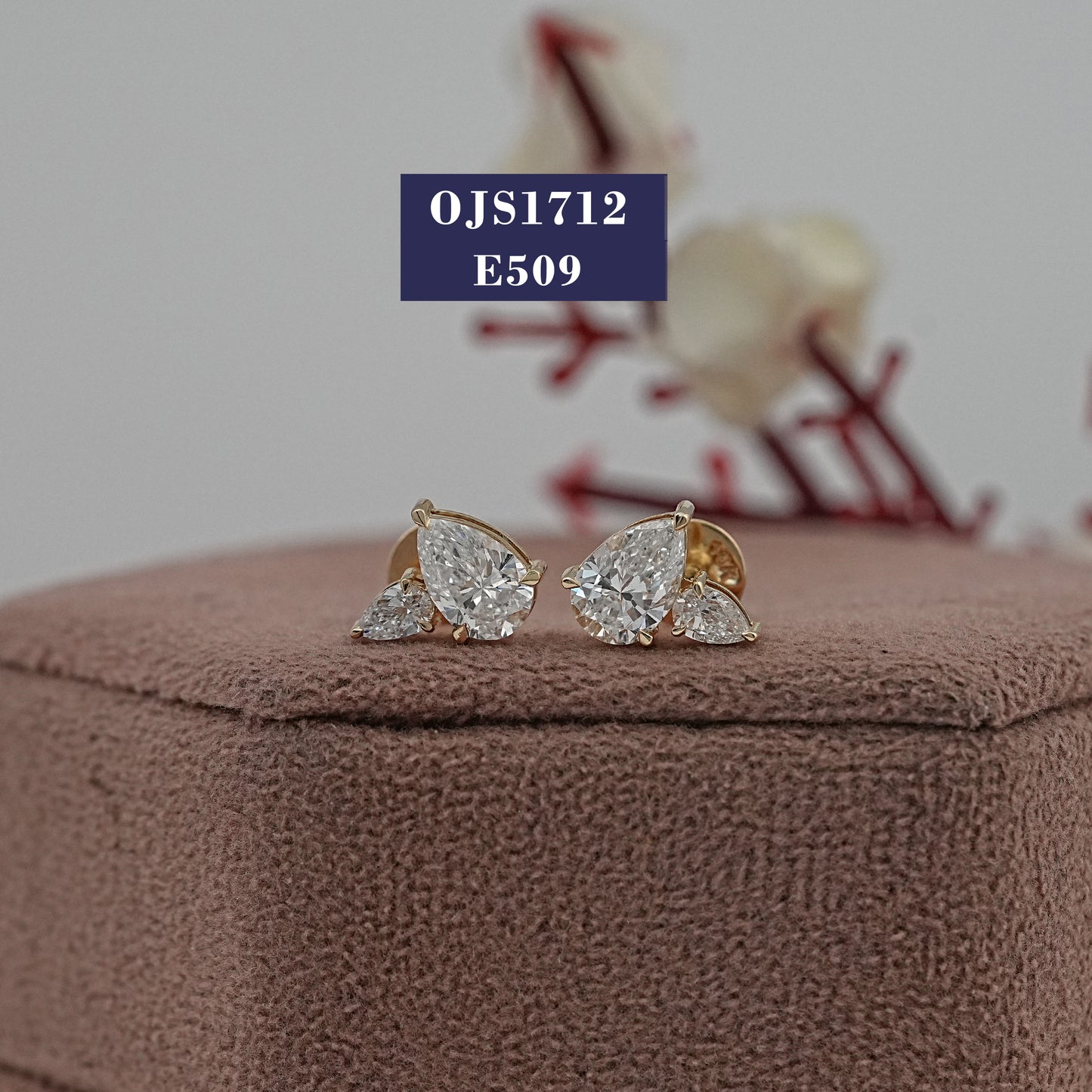 Pear Cut Lab Diamond Two Stone Studs