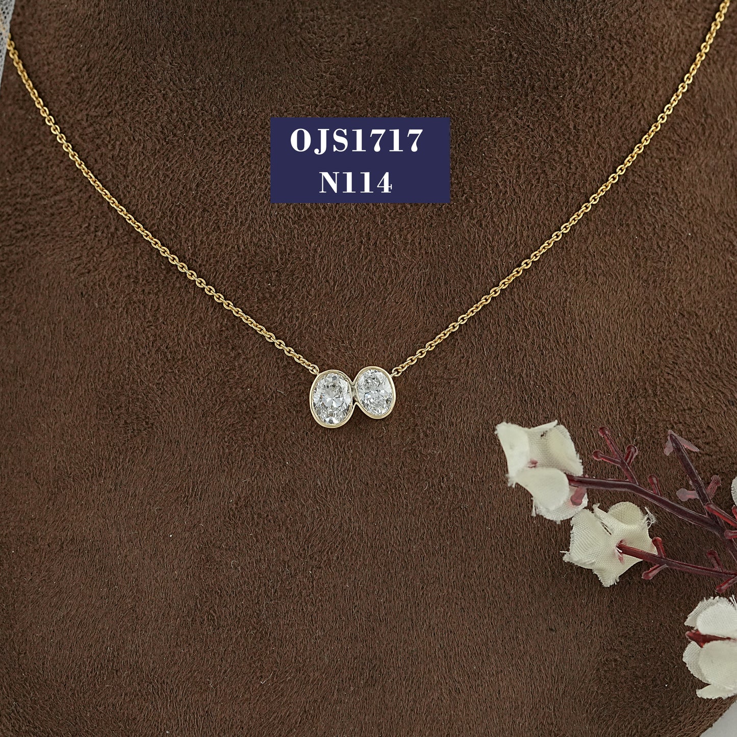 Oval Cut Diamond Toi Et Moi Bezel Set Necklace
